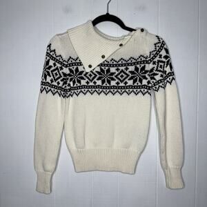 Ralph Lauren Kid’s Fair Isle Nordic Sweater Draped Neck White Size L 12/14